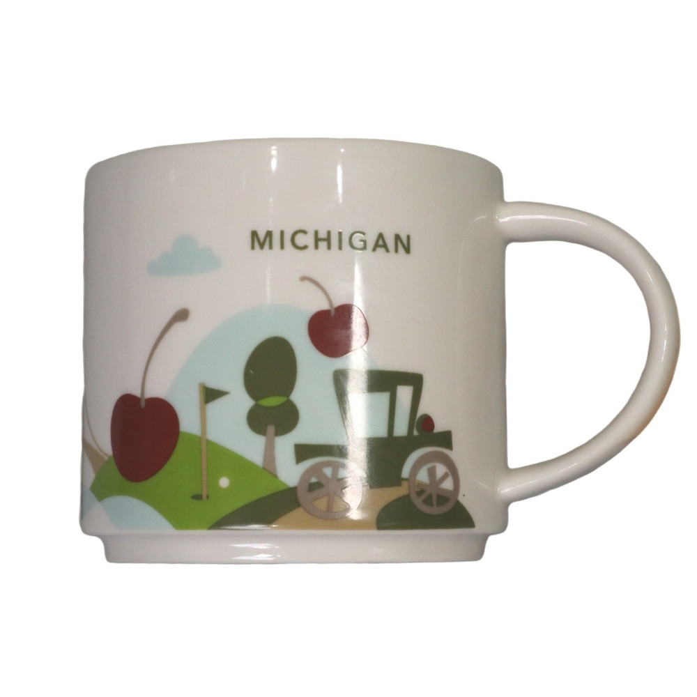 Starbucks You Are Here Collection Michigan Coffee Mug 14 oz‎ Cherry Bridge New